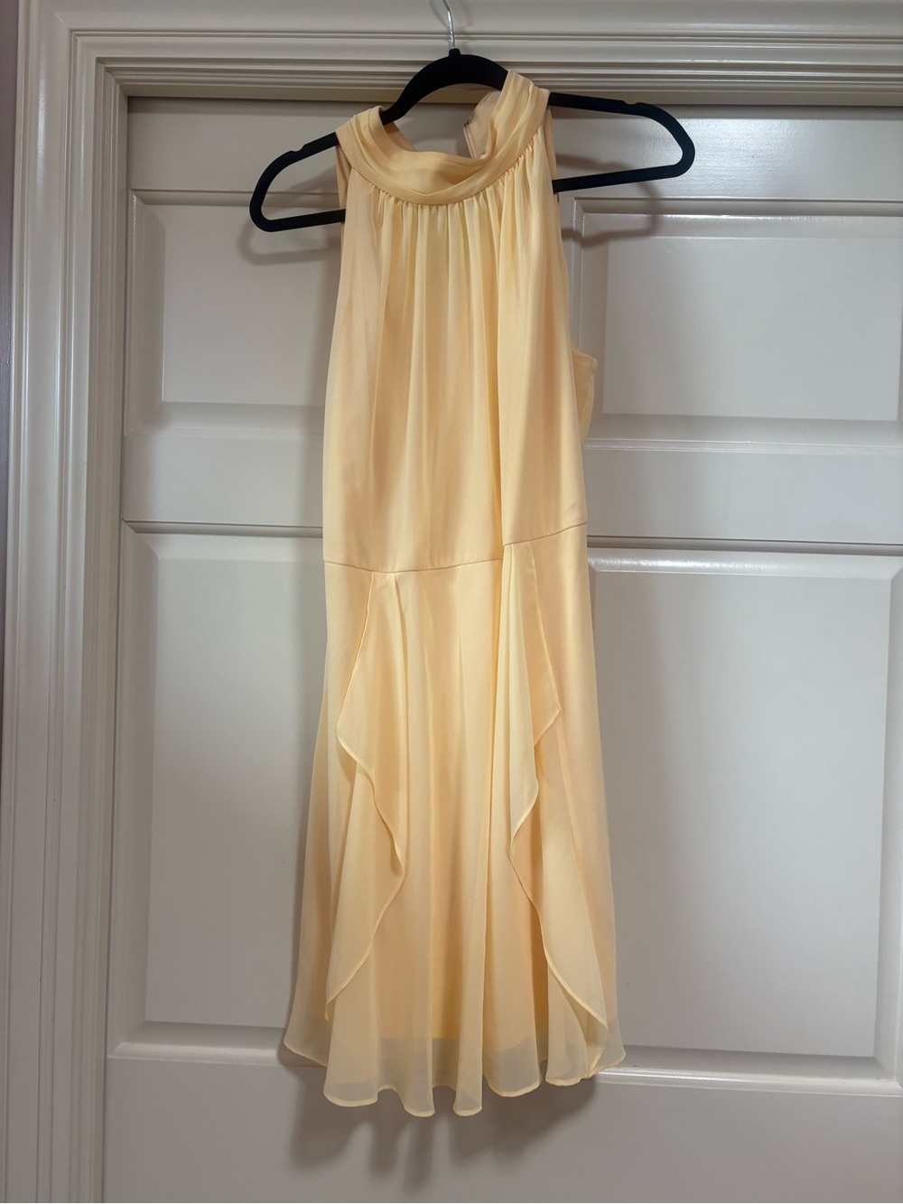 White House Black Market Pale Yellow Halter Midi Dress